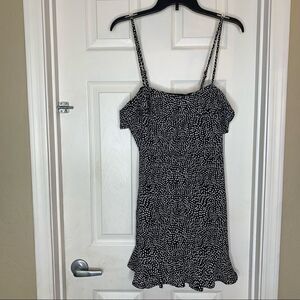 ROW A Sundress Black and White Polka Dot Ruffles Mini Dress Size XL
